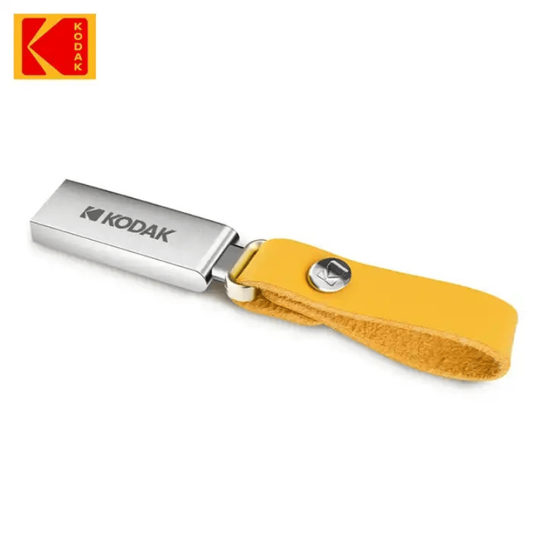KODAK K122 USB 2.0 Metall Flesh Drayv zarbaga chidamli va 16GB, 32GB, 64GB va 128GB sig'imlarida mavjud.