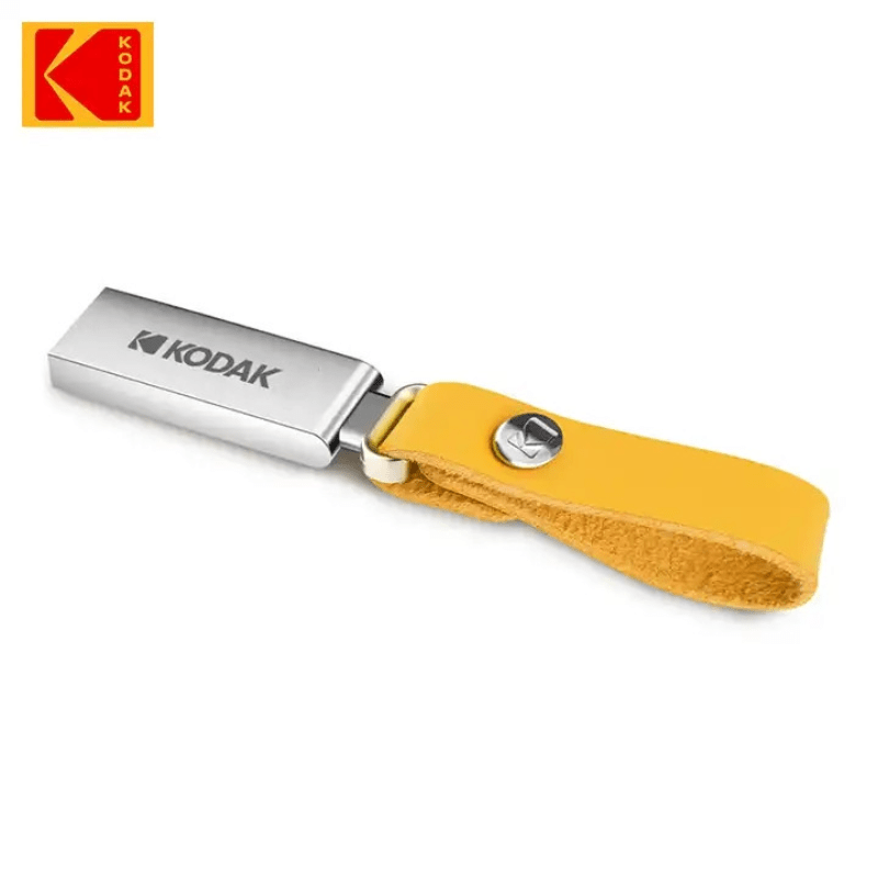 KODAK K122 USB 2.0 Metall Flesh Drayv zarbaga chidamli va 16GB, 32GB, 64GB va 128GB sig'imlarida mavjud.