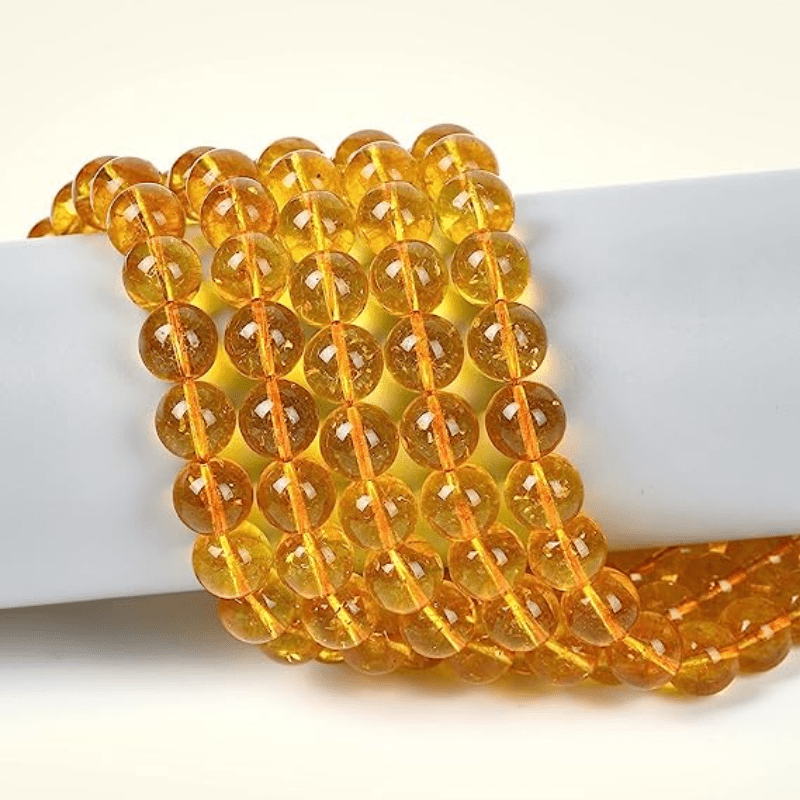 Natural Citrine Beads 6mm 8mm 10mm Round Gemstone Jewelry Making Yellow Orange