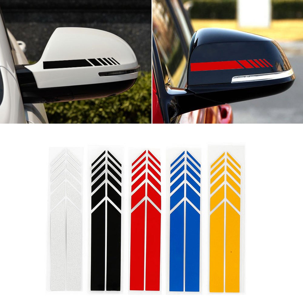 2pcs Car Rearview Mirror Stickers Side Decal Stripes Polyester Accessories
