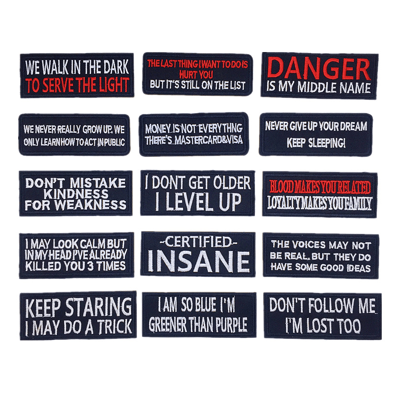 Пятнадцать штук прямоугольных наклеек с вышивкой, модные вышивальные патчи для декорирования мужской одежды