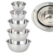 Set of 5 Stainless Steel Mixing Bowls with Non-Slip Base for Cooking and Baking