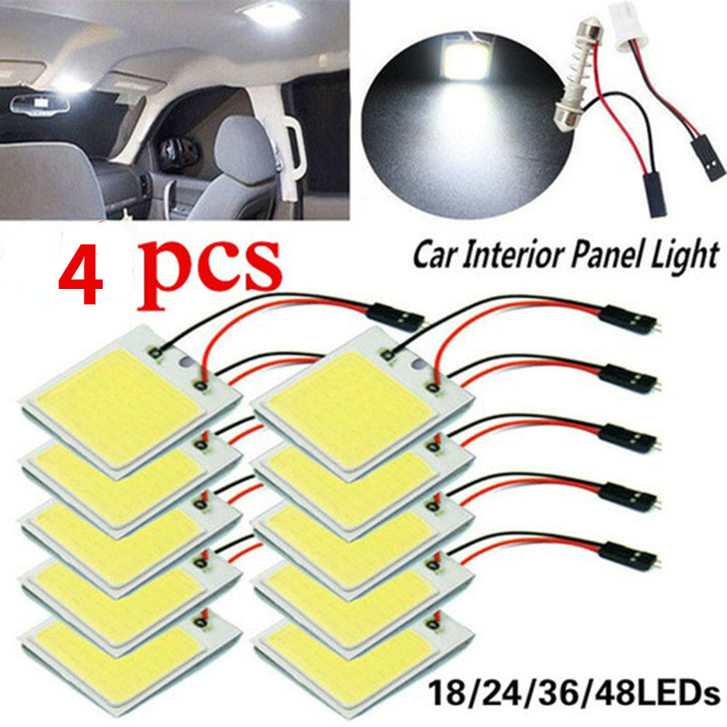 Car Interior LED Panel Lights 4pcs 12V 18/24/48 SMD COB Dome Bulbs