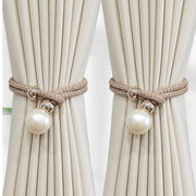 Set of 2 Elegant Faux Pearl Curtain Tiebacks for Home Decor and Window Treatment