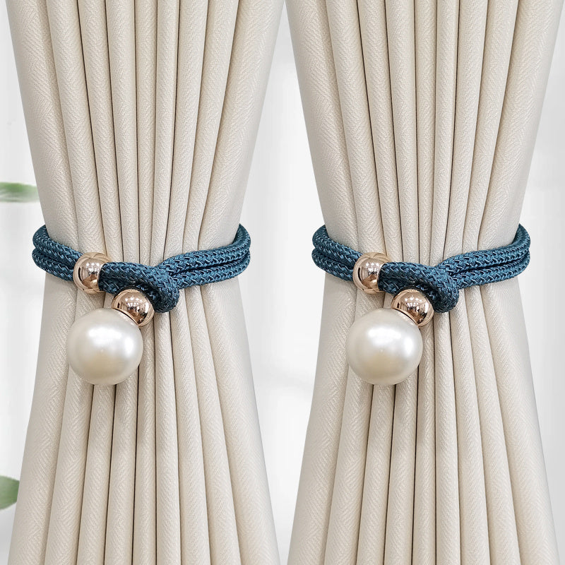 Set of 2 Elegant Faux Pearl Curtain Tiebacks for Home Decor and Window Treatment