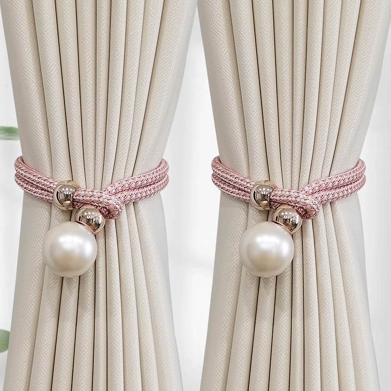 Set of 2 Elegant Faux Pearl Curtain Tiebacks for Home Decor and Window Treatment