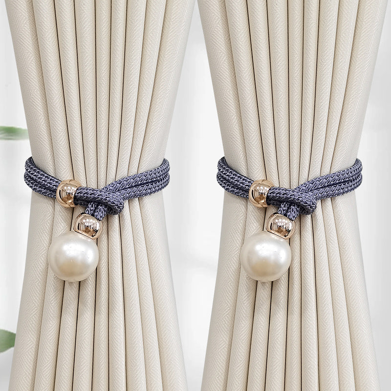 Set of 2 Elegant Faux Pearl Curtain Tiebacks for Home Decor and Window Treatment