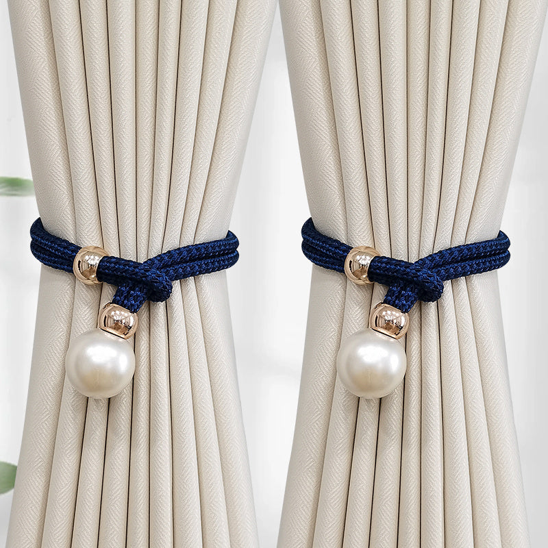 Set of 2 Elegant Faux Pearl Curtain Tiebacks for Home Decor and Window Treatment