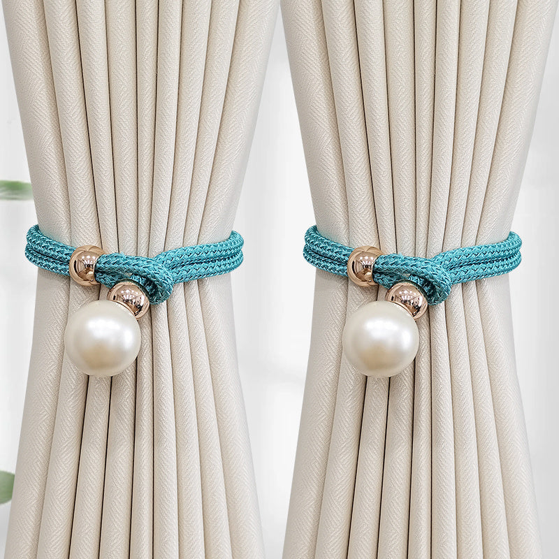 Set of 2 Elegant Faux Pearl Curtain Tiebacks for Home Decor and Window Treatment