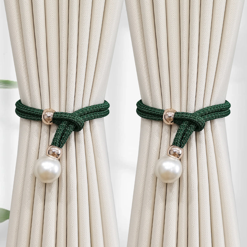 Set of 2 Elegant Faux Pearl Curtain Tiebacks for Home Decor and Window Treatment