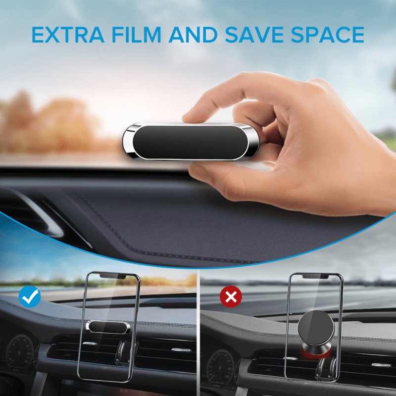 Universal Magnetic Car Phone Holder Dashboard Mini Strip Stand for GPS and Phone