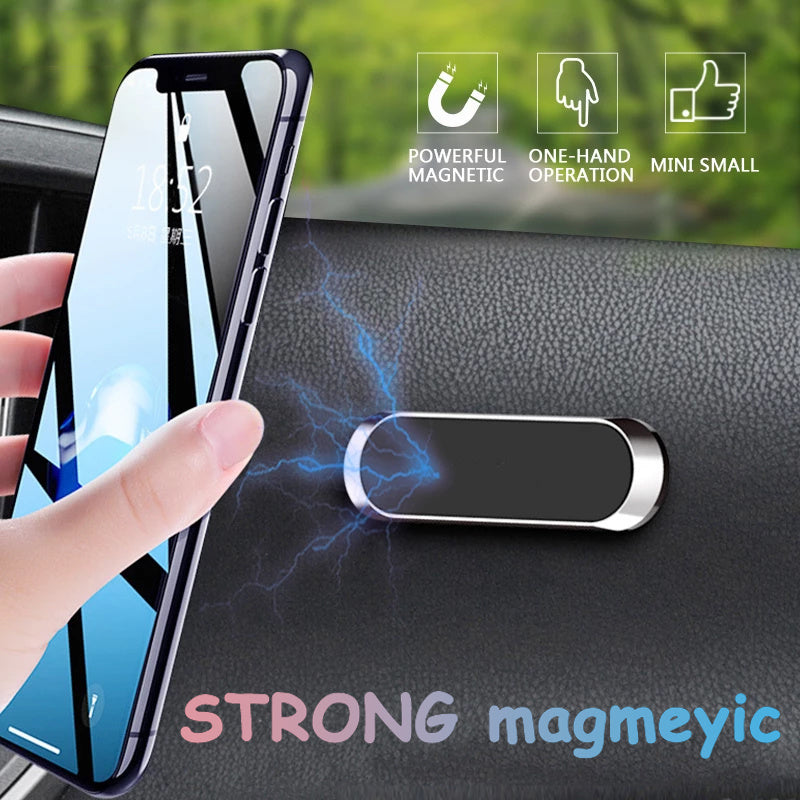 Universal Magnetic Car Phone Holder Dashboard Mini Strip Stand for GPS and Phone