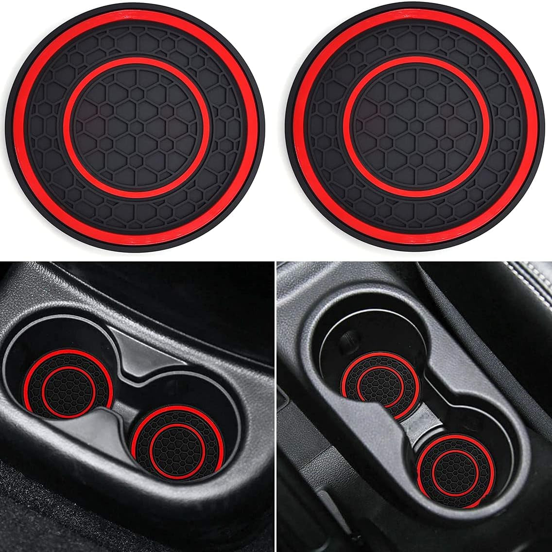 2 Pack Non-Slip Anti Dust Car Cup Holder Inserts Diameter Coasters