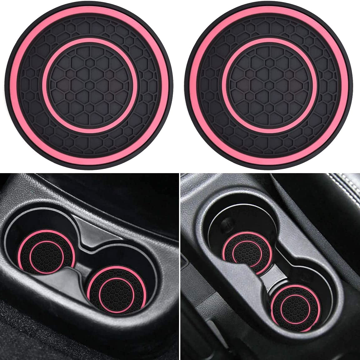2 Pack Non-Slip Anti Dust Car Cup Holder Inserts Diameter Coasters