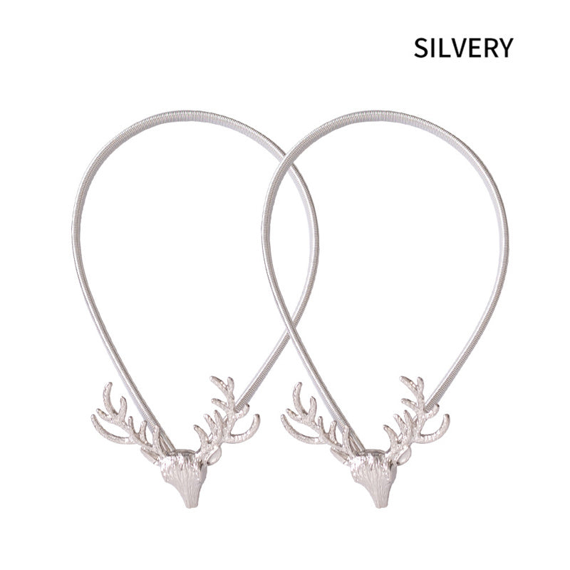 Set of 2 Nordic Style Deer Head Elastic Curtain Buckles Macrame Window Holdbacks for Living Room