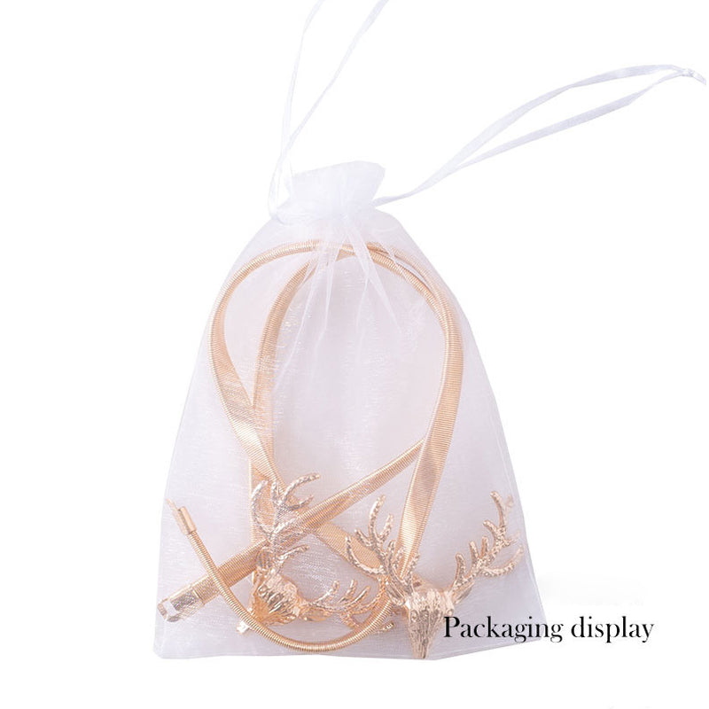 Set of 2 Nordic Style Deer Head Elastic Curtain Buckles Macrame Window Holdbacks for Living Room