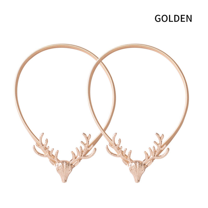 Set of 2 Nordic Style Deer Head Elastic Curtain Buckles Macrame Window Holdbacks for Living Room