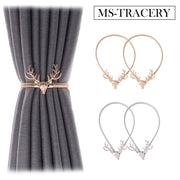 Set of 2 Nordic Style Deer Head Elastic Curtain Buckles Macrame Window Holdbacks for Living Room