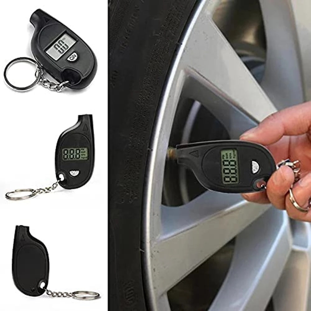 Digital Tire Pressure Gauge Keychain LCD Display High Precision for Cars and Motorcycles