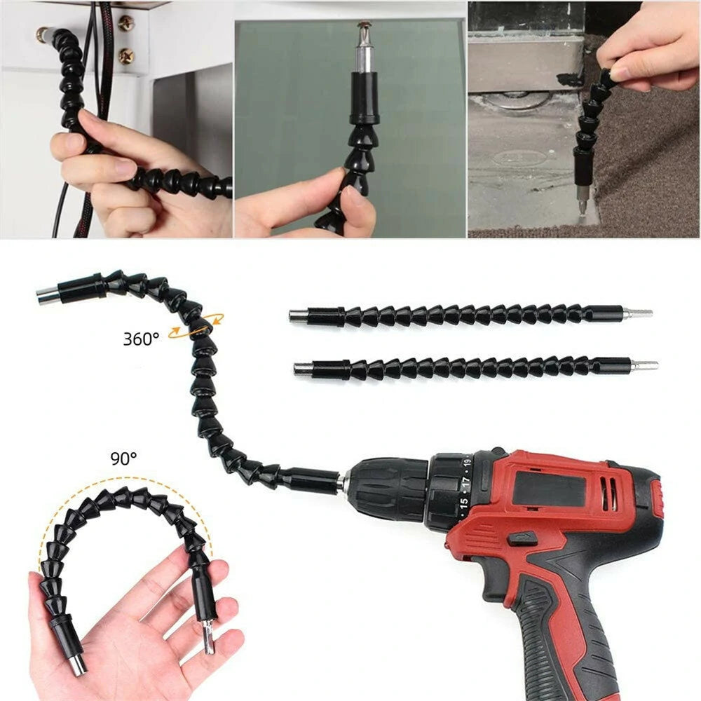Flexible Drill Extension Hex Shank Set with Universal Socket and Screwdriver