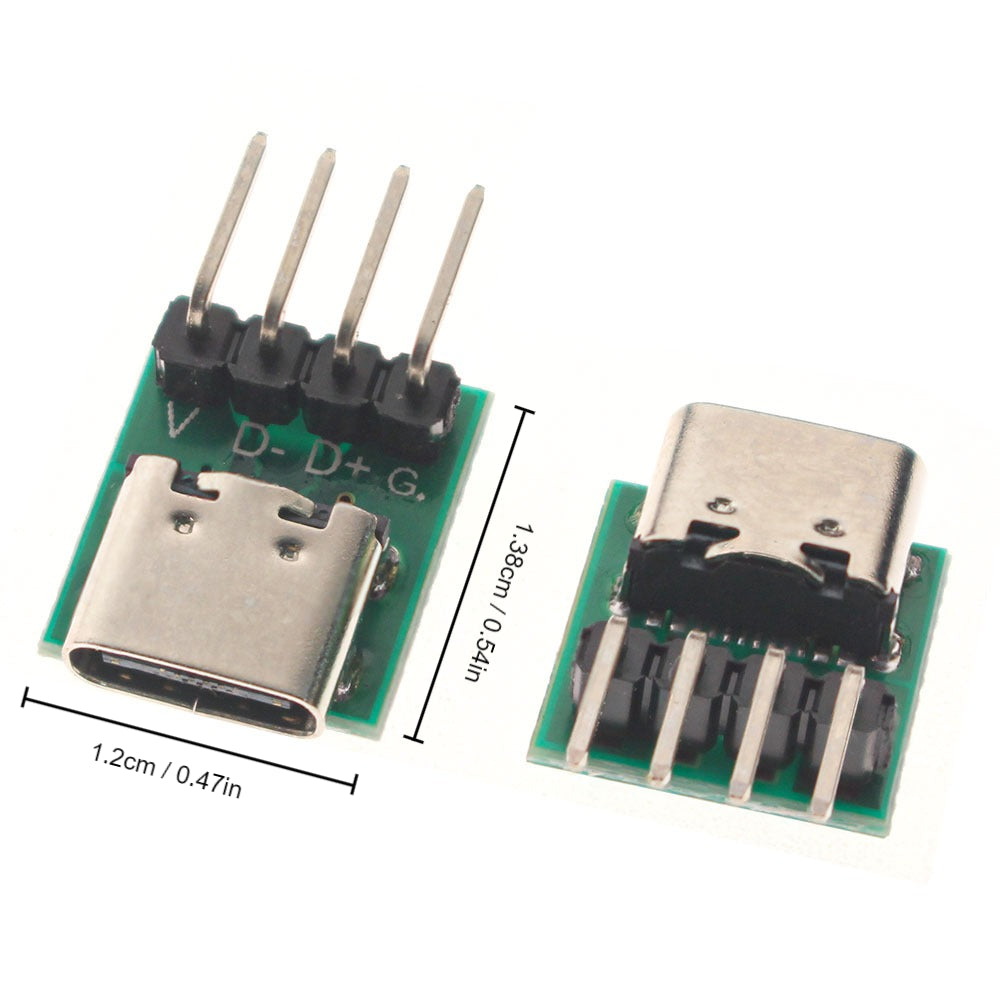 10 piezas de placa de prueba de conector hembra USB 3.1 Tipo-C de 16P a convertidor de PCB de 2.54mm