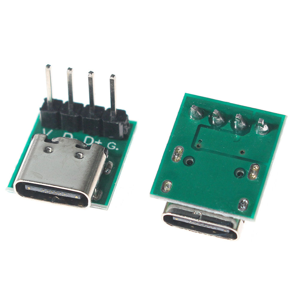 10 piezas de placa de prueba de conector hembra USB 3.1 Tipo-C de 16P a convertidor de PCB de 2.54mm