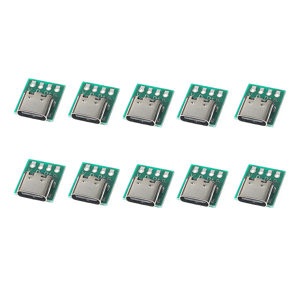 10pcs USB 3.1 Type-C Female Connector Test Board 16P to 2.54mm PCB Converter