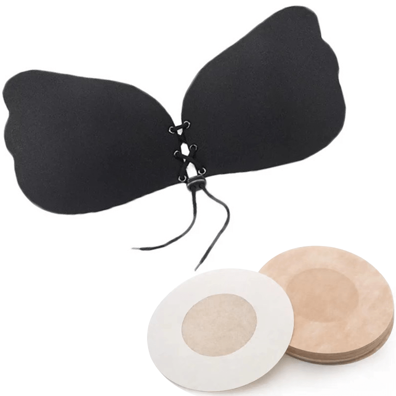 Strapless Adhesive Lift Bra for Open Back Styles with Silicone Nipple Covers