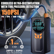 Wireless Portable Air Compressor Pump with LED Display and 150PSI for Car Bike Motorcycle Balls