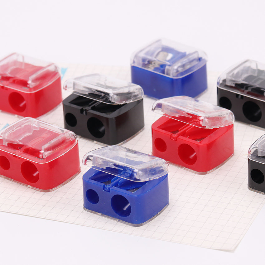 Unisex Plastic Double Holes Pencil Sharpener Multi-Purpose Mechanical