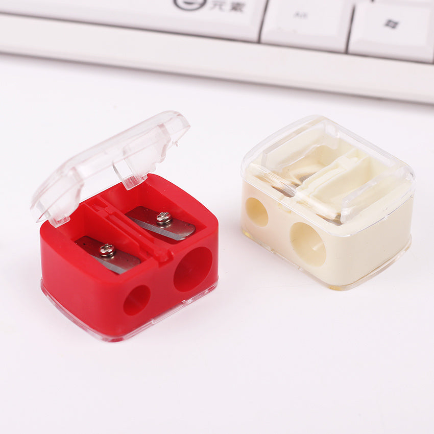 Unisex Plastic Double Holes Pencil Sharpener Multi-Purpose Mechanical