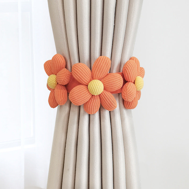 Nordic Tassel Curtain Tieback with Flower Design, Woven Rope for Bedroom or Living Room