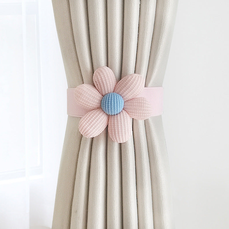 Nordic Tassel Curtain Tieback with Flower Design, Woven Rope for Bedroom or Living Room