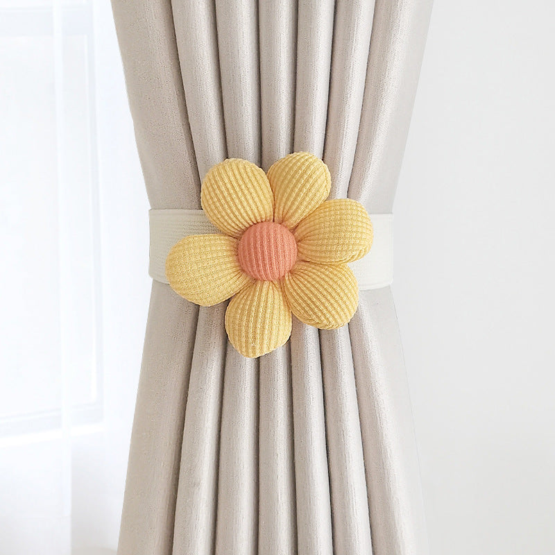 Nordic Tassel Curtain Tieback with Flower Design, Woven Rope for Bedroom or Living Room