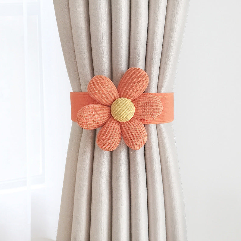 Nordic Tassel Curtain Tieback with Flower Design, Woven Rope for Bedroom or Living Room