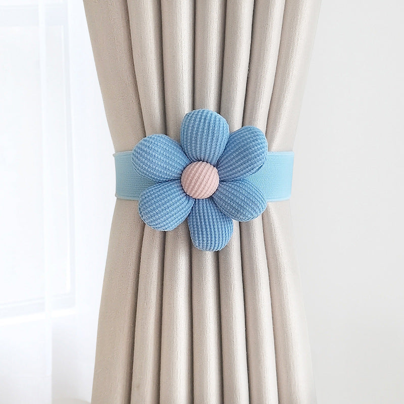Nordic Tassel Curtain Tieback with Flower Design, Woven Rope for Bedroom or Living Room