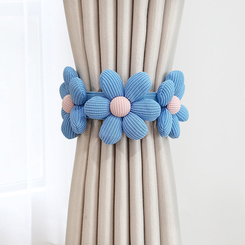 Nordic Tassel Curtain Tieback with Flower Design, Woven Rope for Bedroom or Living Room