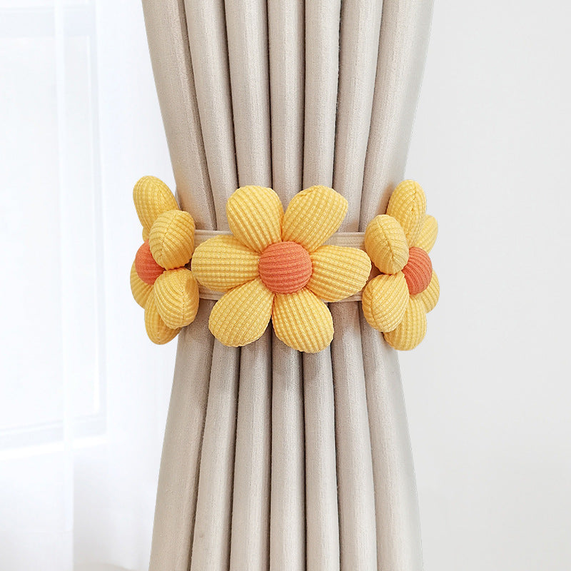 Nordic Tassel Curtain Tieback with Flower Design, Woven Rope for Bedroom or Living Room