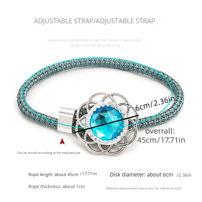 Set of 2 Colorful Gemstone Curtain Tiebacks with Adjustable Straps and Storage Pouch