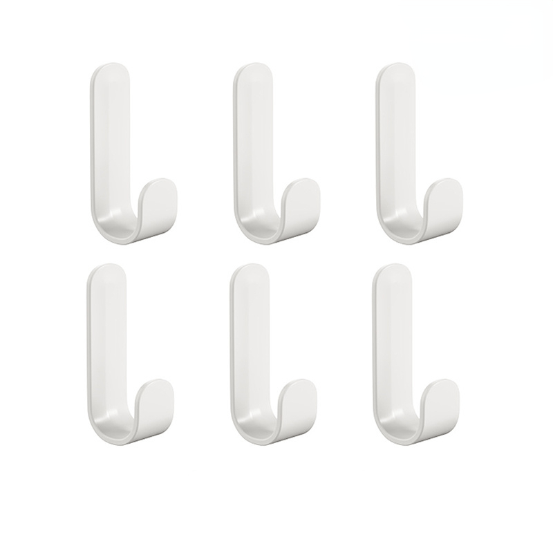 6 Strong Adhesive J-Shaped Wall Hooks for Hanging Clothes Hats Handbags