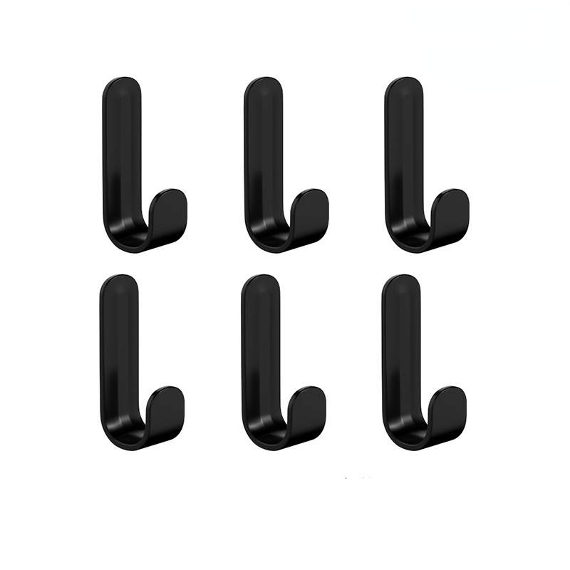 6 Strong Adhesive J-Shaped Wall Hooks for Hanging Clothes Hats Handbags