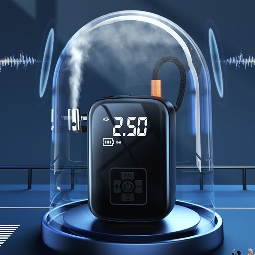 Высокоскоростной автомобильный компрессор мощностью 150 Вт с LED-лампой для накачки шин