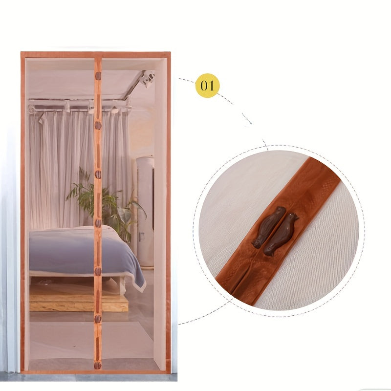 Black Fiberglass Door Curtain for Mosquito Protection Summer Magnetic Closure