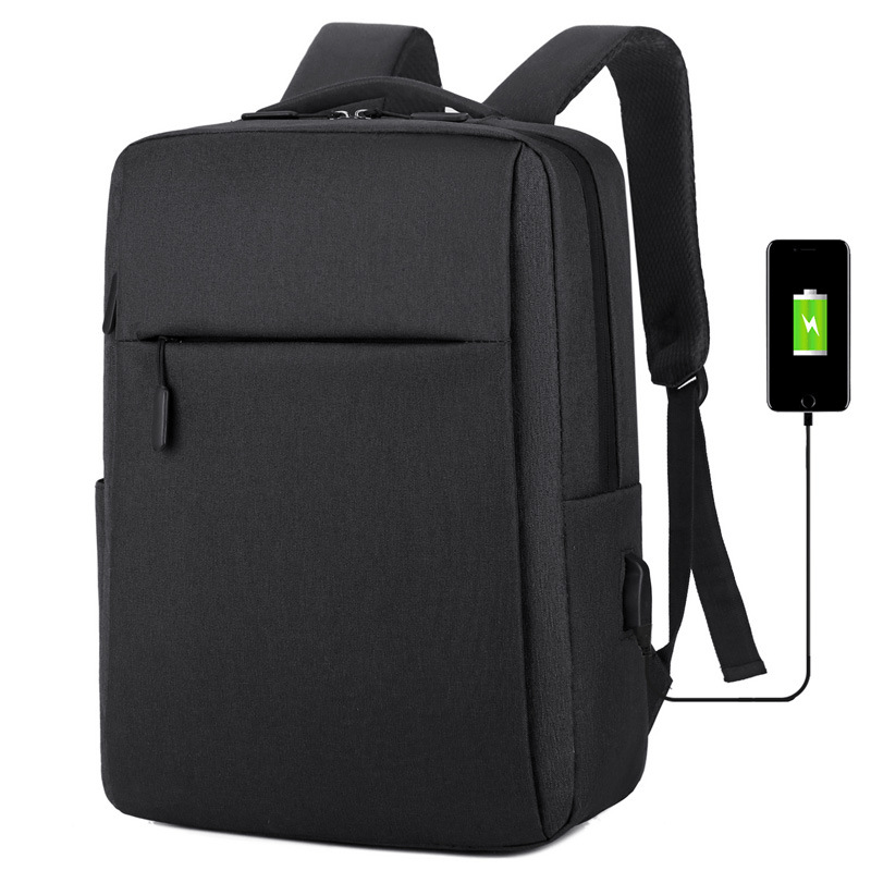 Large Nylon Travel Laptop Backpack with USB Charging and Stain-Resistant Features