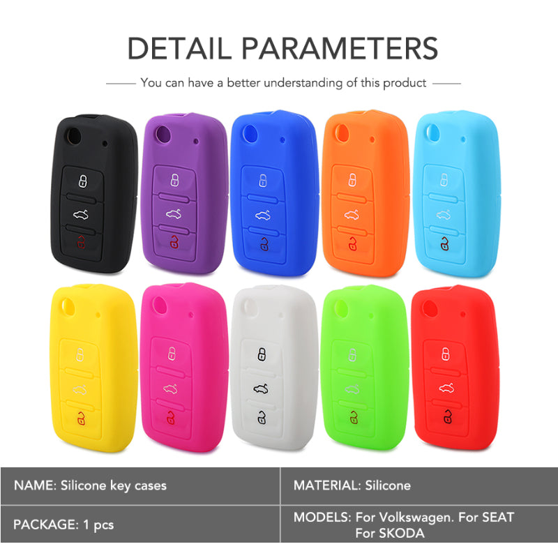Funda de silicona para llave de coche para VW Passat Jetta Golf Tiguan llave de respaldo