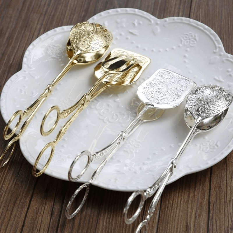 Gold-Plated Serving Tongs for Snacks Salads Bread and Pastries