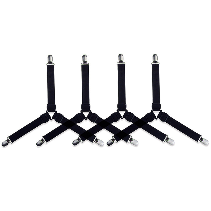 Set of 1 or 4 Bed Mattress Sheet Clips with Straps and Fastener Holders