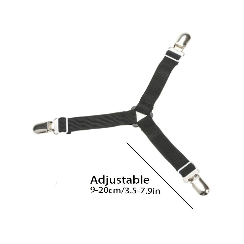 Set of 1 or 4 Bed Mattress Sheet Clips with Straps and Fastener Holders