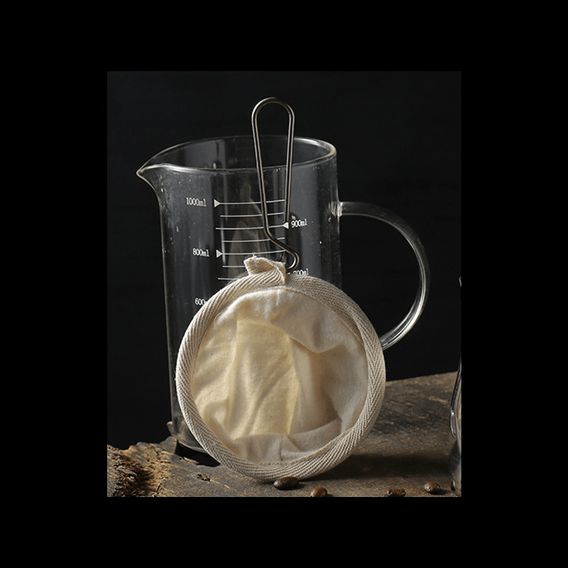 Reusable Flannel Coffee Filter Bag with Stainless Steel Handle for Hand Brew