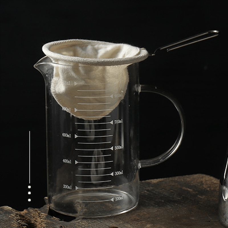 Reusable Flannel Coffee Filter Bag with Stainless Steel Handle for Hand Brew